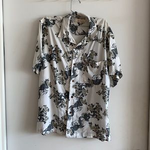 Japanese dragon-print button-up